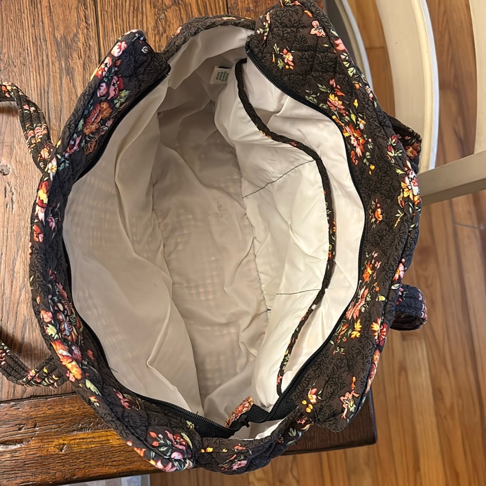Vera Bradley Vintage Chocolat brown floral Quilted Shoulder Bag - Picture 2 of 9